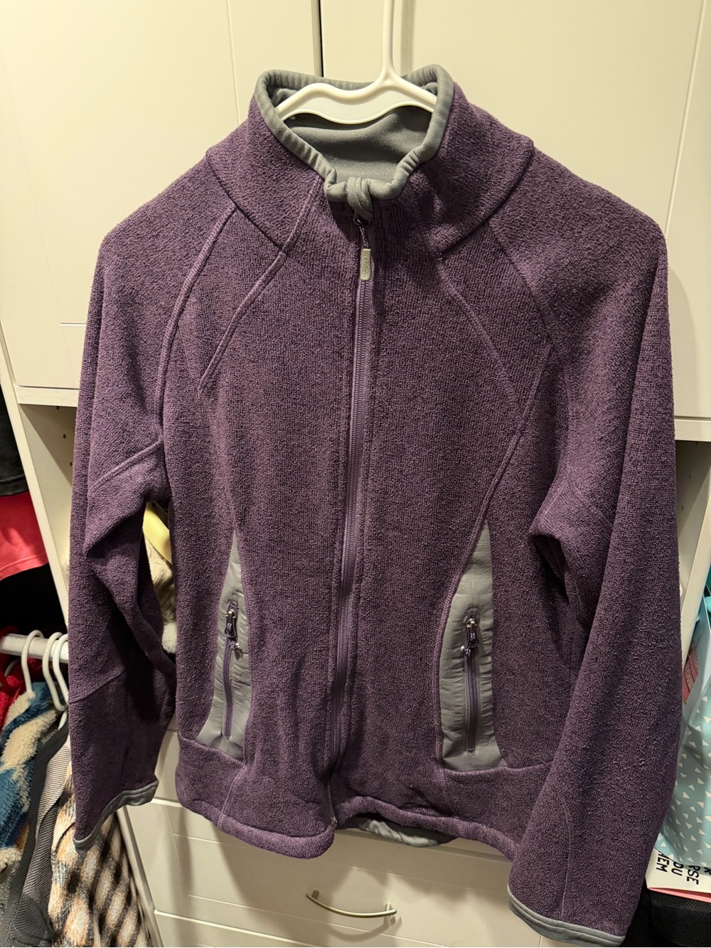 Cabela's Purple Fleece Zip-Up Jacket with Gray Trim
